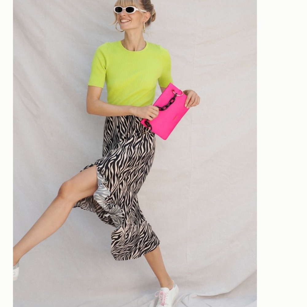 Maeve bias midi skirt zebra print